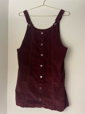 Celebrity Pink Corduroy Maroon Overall Dress